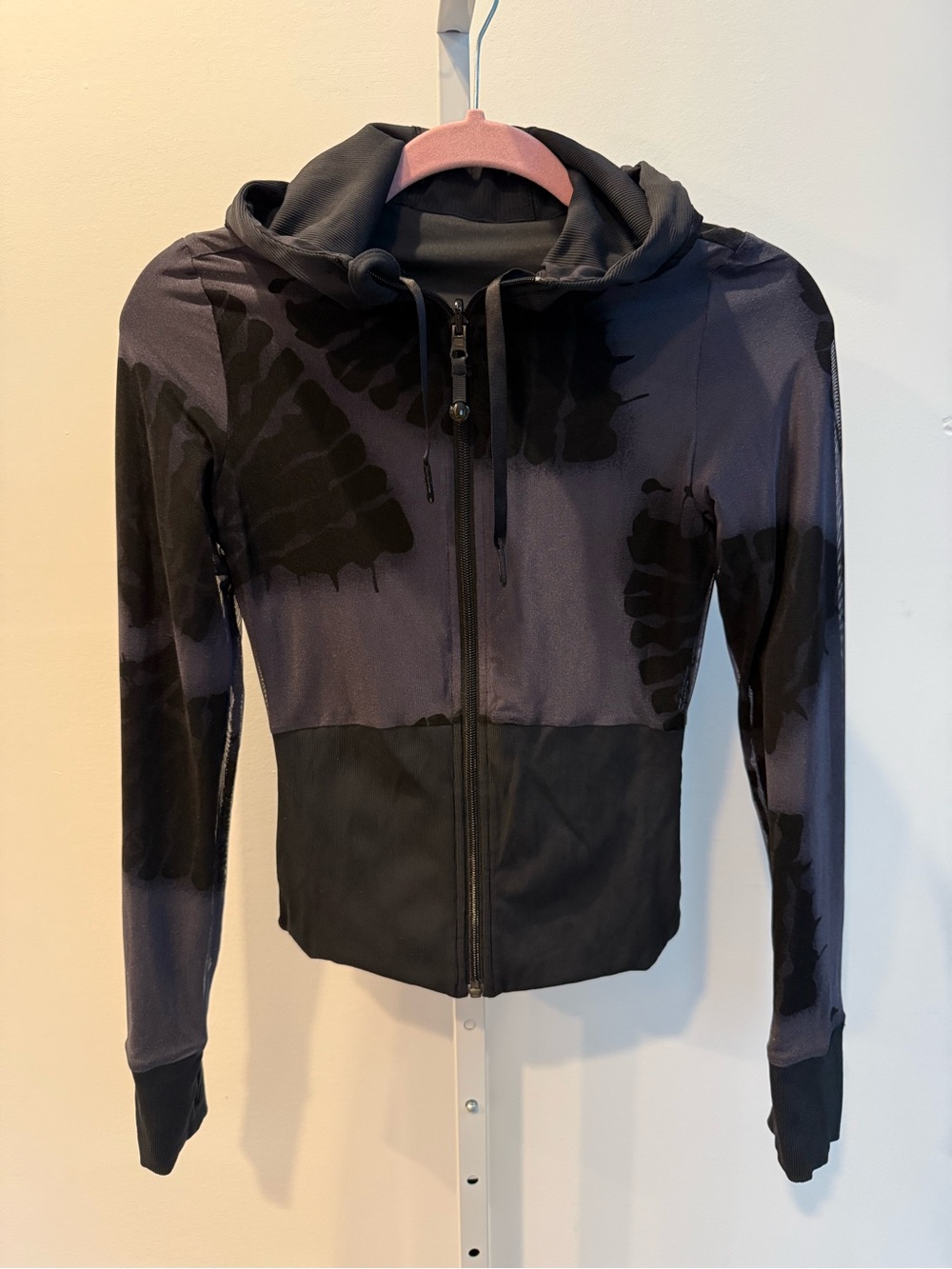 Rare Lululemon Dance Studio Leaf-Print Hooded Zip Jacket Mesh Tie Dye Size 2